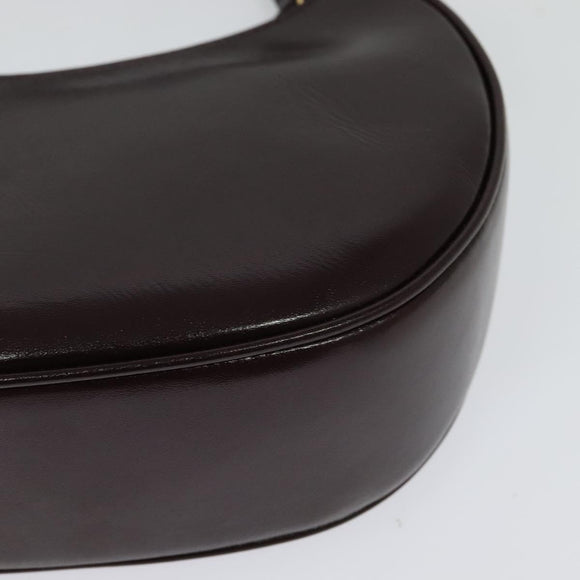 VERSACE Shoulder Bag Leather 2way Brown Gold Auth 130287