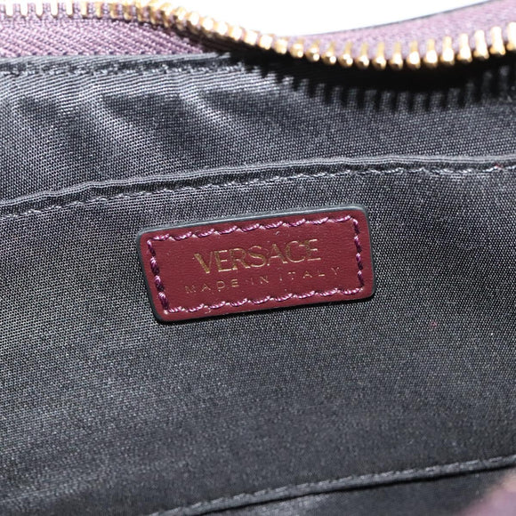 VERSACE Shoulder Bag Leather 2way Brown Gold Auth 130287