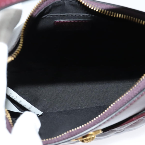 VERSACE Shoulder Bag Leather 2way Brown Gold Auth 130287