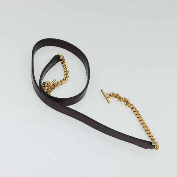 VERSACE Shoulder Bag Leather 2way Brown Gold Auth 130287