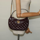 VERSACE Shoulder Bag Leather 2way Brown Gold Auth 130287-23
