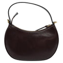 VERSACE Shoulder Bag Leather 2way Brown Gold Auth 130287-2