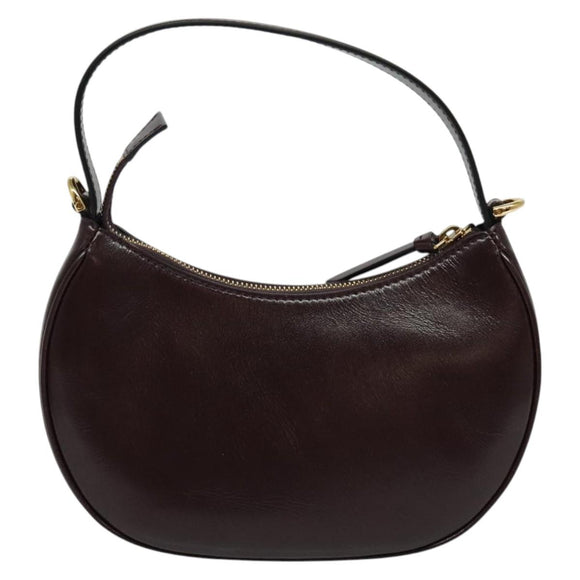 VERSACE Shoulder Bag Leather 2way Brown Gold Auth 130287