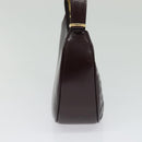 VERSACE Shoulder Bag Leather 2way Brown Gold Auth 130287-3