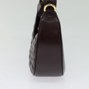 VERSACE Shoulder Bag Leather 2way Brown Gold Auth 130287-4