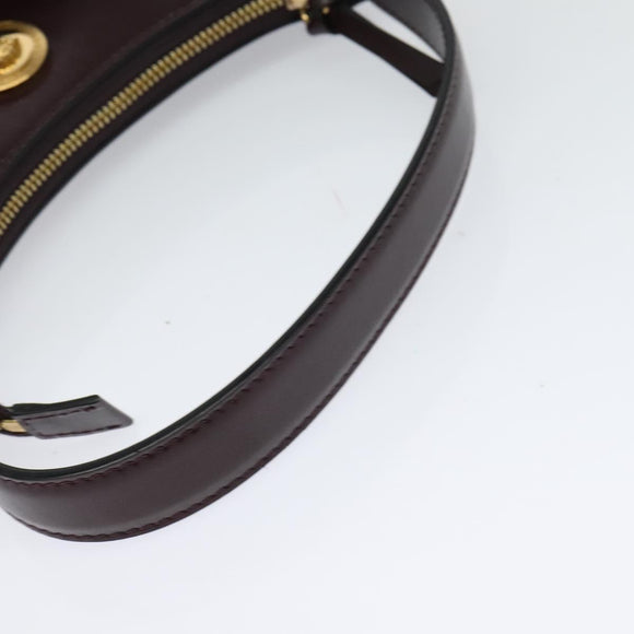 VERSACE Shoulder Bag Leather 2way Brown Gold Auth 130287