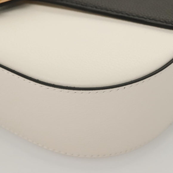 VERSACE Shoulder Bag Leather Black Gold white Auth 130294