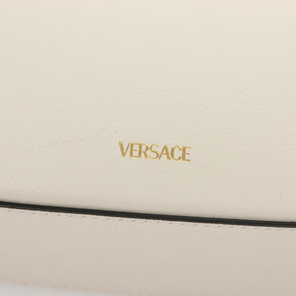 VERSACE Shoulder Bag Leather Black Gold white Auth 130294