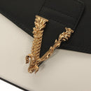 VERSACE Shoulder Bag Leather Black Gold white Auth 130294-19