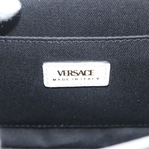VERSACE Shoulder Bag Leather Black Gold white Auth 130294