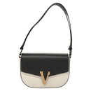 VERSACE Shoulder Bag Leather Black Gold white Auth 130294-13