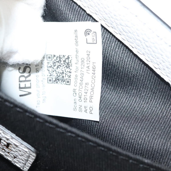 VERSACE Shoulder Bag Leather Black Gold white Auth 130294