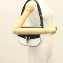 VERSACE Shoulder Bag Leather Black Gold white Auth 130294-24