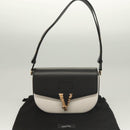 VERSACE Shoulder Bag Leather Black Gold white Auth 130294-12