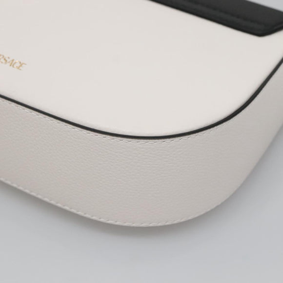 VERSACE Shoulder Bag Leather Black Gold white Auth 130296