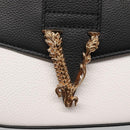 VERSACE Shoulder Bag Leather Black Gold white Auth 130296-18
