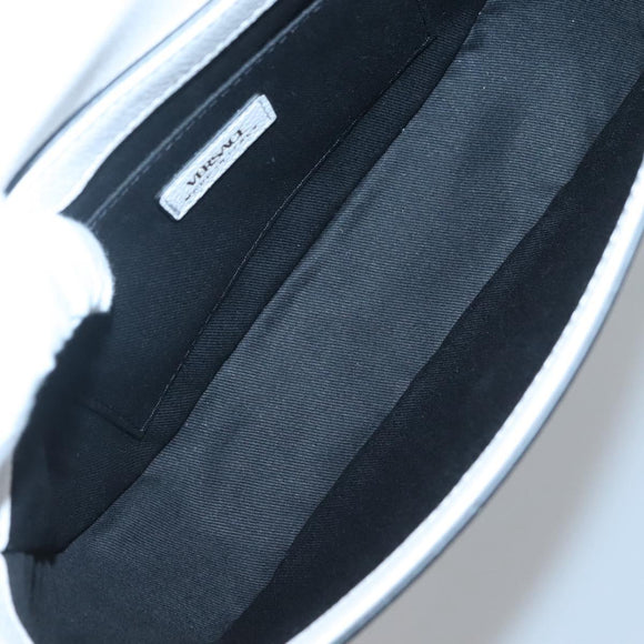 VERSACE Shoulder Bag Leather Black Gold white Auth 130296