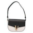 VERSACE Shoulder Bag Leather Black Gold white Auth 130296-13