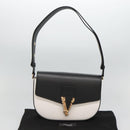 VERSACE Shoulder Bag Leather Black Gold white Auth 130296-12