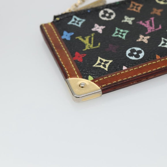 LOUIS VUITTON Multicolor Pochette Cles Coin Purse Black M13664 LV Auth 130299