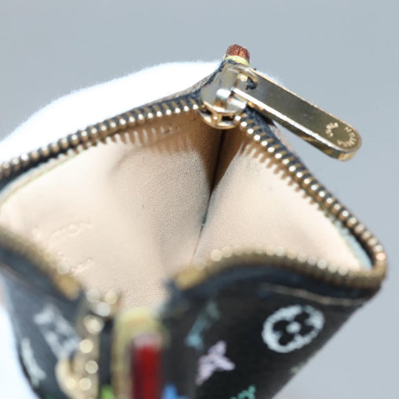 LOUIS VUITTON Multicolor Pochette Cles Coin Purse Black M13664 LV Auth 130299