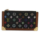 LOUIS VUITTON Multicolor Pochette Cles Coin Purse Black M13664 LV Auth 130299-13
