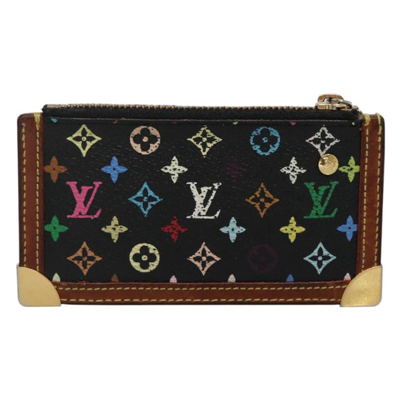 LOUIS VUITTON Multicolor Pochette Cles Coin Purse Black M13664 LV Auth 130299