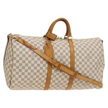 LOUIS VUITTON Damier Azur Keepall Bandouliere 55 Boston Bag N41429 Auth 130330