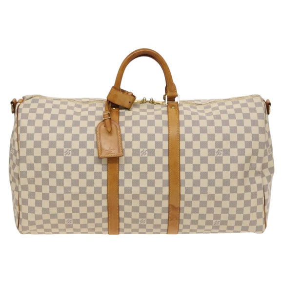 LOUIS VUITTON Damier Azur Keepall Bandouliere 55 Boston Bag N41429 Auth 130330