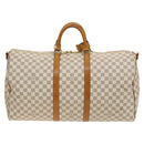LOUIS VUITTON Damier Azur Keepall Bandouliere 55 Boston Bag N41429 Auth 130330-2