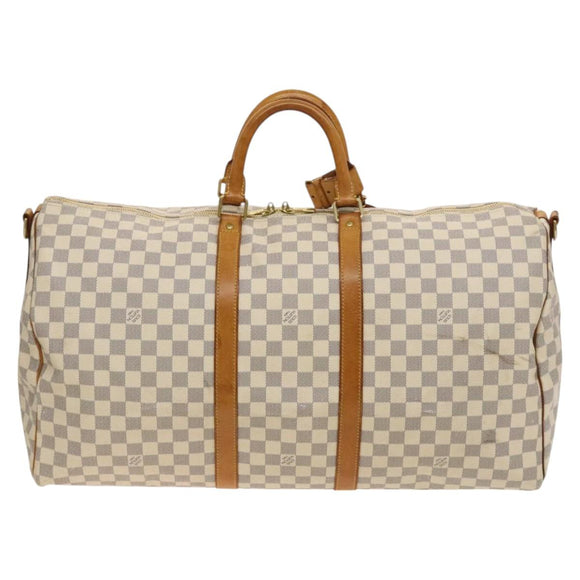 LOUIS VUITTON Damier Azur Keepall Bandouliere 55 Boston Bag N41429 Auth 130330