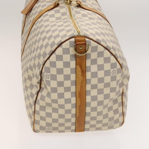 LOUIS VUITTON Damier Azur Keepall Bandouliere 55 Boston Bag N41429 Auth 130330