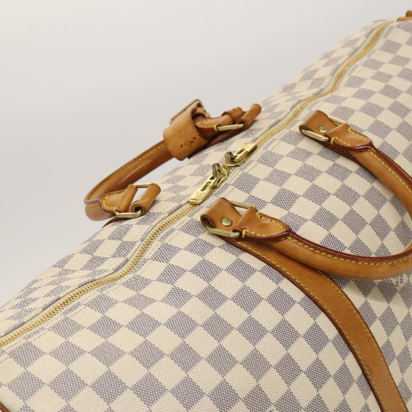 LOUIS VUITTON Damier Azur Keepall Bandouliere 55 Boston Bag N41429 Auth 130330
