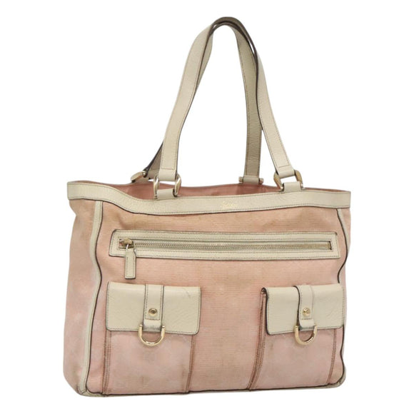 GUCCI GG Canvas Abbey Tote Bag Pink Gold 146247 Auth 130344