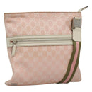 GUCCI GG Canvas Sherry Line Tote Bag Pink Silver 145809 Auth 130345-1