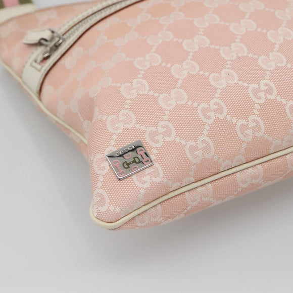 GUCCI GG Canvas Sherry Line Tote Bag Pink Silver 145809 Auth 130345