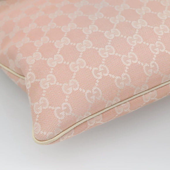 GUCCI GG Canvas Sherry Line Tote Bag Pink Silver 145809 Auth 130345