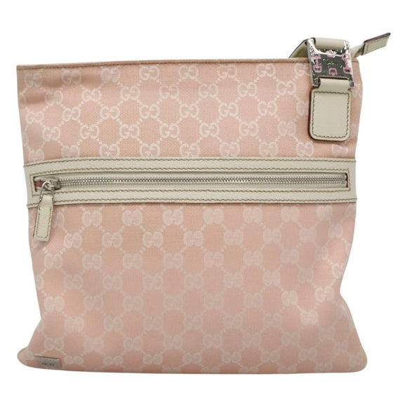 GUCCI GG Canvas Sherry Line Tote Bag Pink Silver 145809 Auth 130345