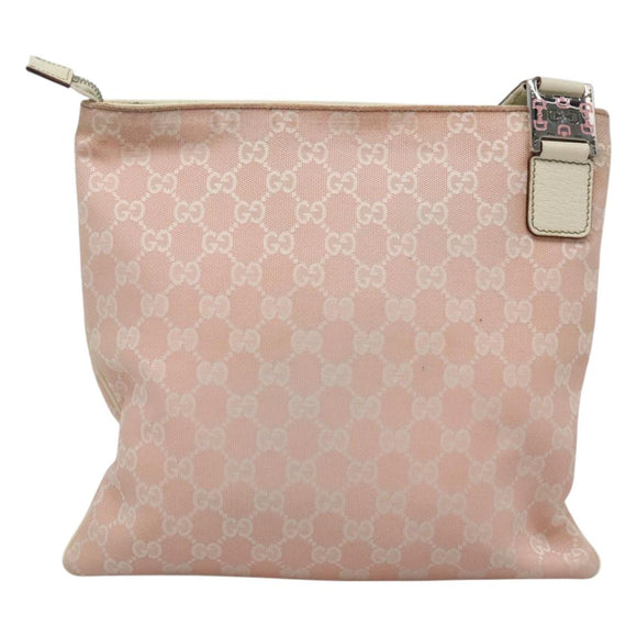 GUCCI GG Canvas Sherry Line Tote Bag Pink Silver 145809 Auth 130345