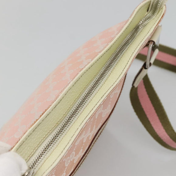 GUCCI GG Canvas Sherry Line Tote Bag Pink Silver 145809 Auth 130345