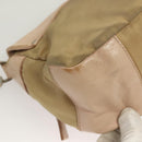 PRADA Shoulder Bag Nylon Leather Beige Silver Auth 130350-16