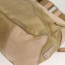 PRADA Shoulder Bag Nylon Leather Beige Silver Auth 130350-9