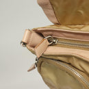 PRADA Shoulder Bag Nylon Leather Beige Silver Auth 130350-19