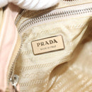 PRADA Shoulder Bag Nylon Leather Beige Silver Auth 130350-20