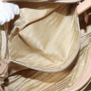 PRADA Shoulder Bag Nylon Leather Beige Silver Auth 130350-24