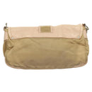 PRADA Shoulder Bag Nylon Leather Beige Silver Auth 130350-2