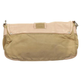 PRADA Shoulder Bag Nylon Leather Beige Silver Auth 130350 - 0