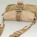 PRADA Shoulder Bag Nylon Leather Beige Silver Auth 130350-6