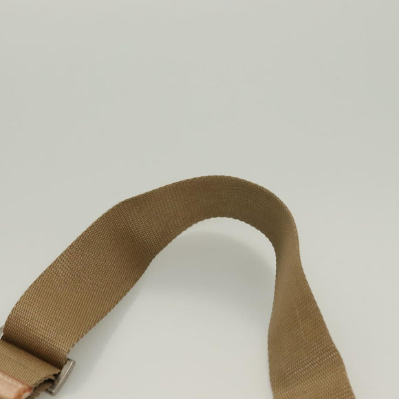 PRADA Shoulder Bag Nylon Leather Beige Silver Auth 130350