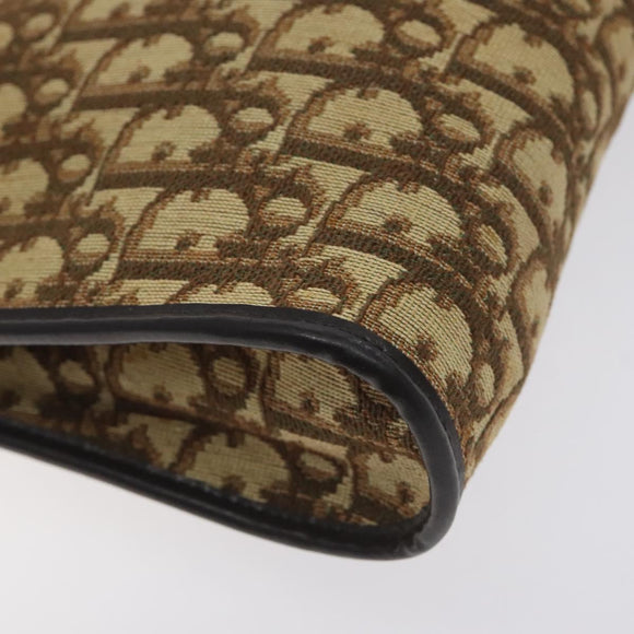 Christian Dior Trotter Canvas Shoulder Bag Brown Gold Auth 130355